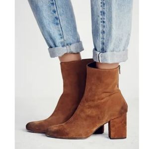 Free people Cecile Block Heel Suede Booties